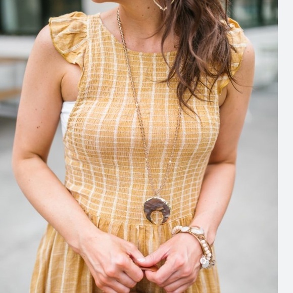 Free People Chambray Butterflies Boho midi dress Sz XS smocked bodice - Picture 13 of 13